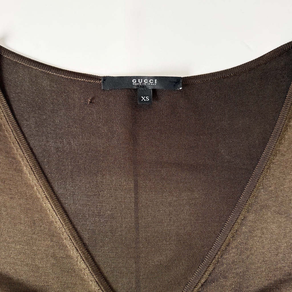 Vintage Gucci Brown Deep V Top