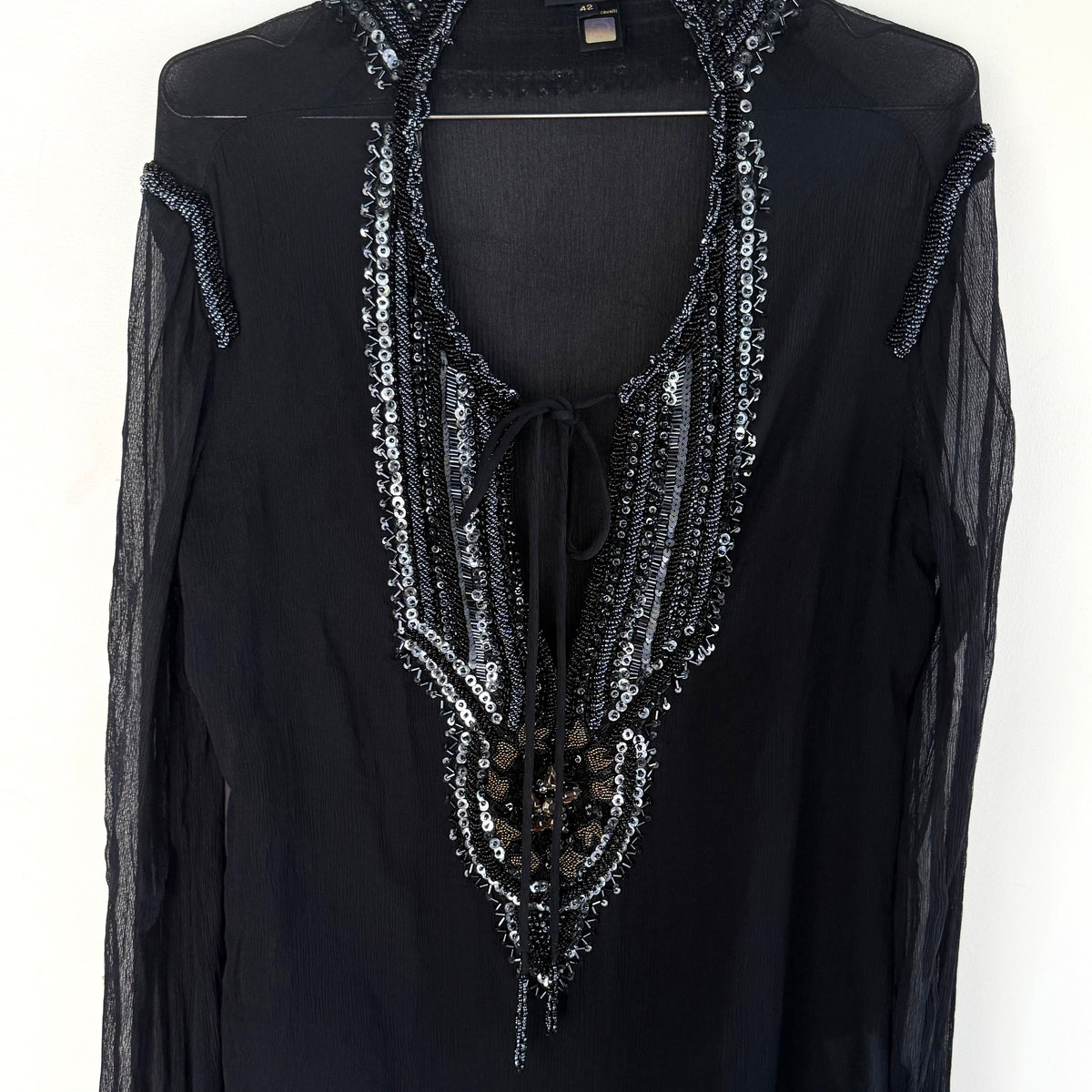 Vintage Just Cavalli Sheer Beaded Silk Tunic