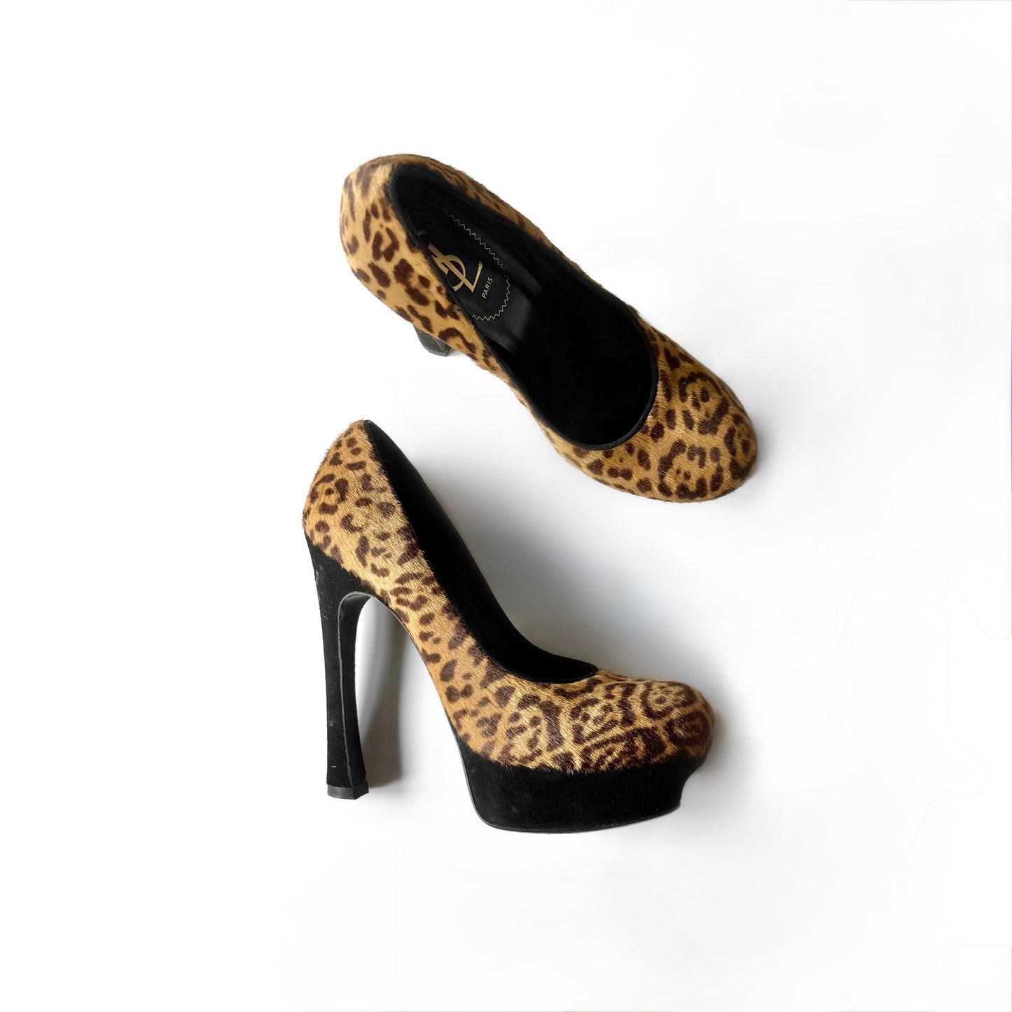 Vintage YSL Leopard Pony Hair Platform Pumps (39.5)