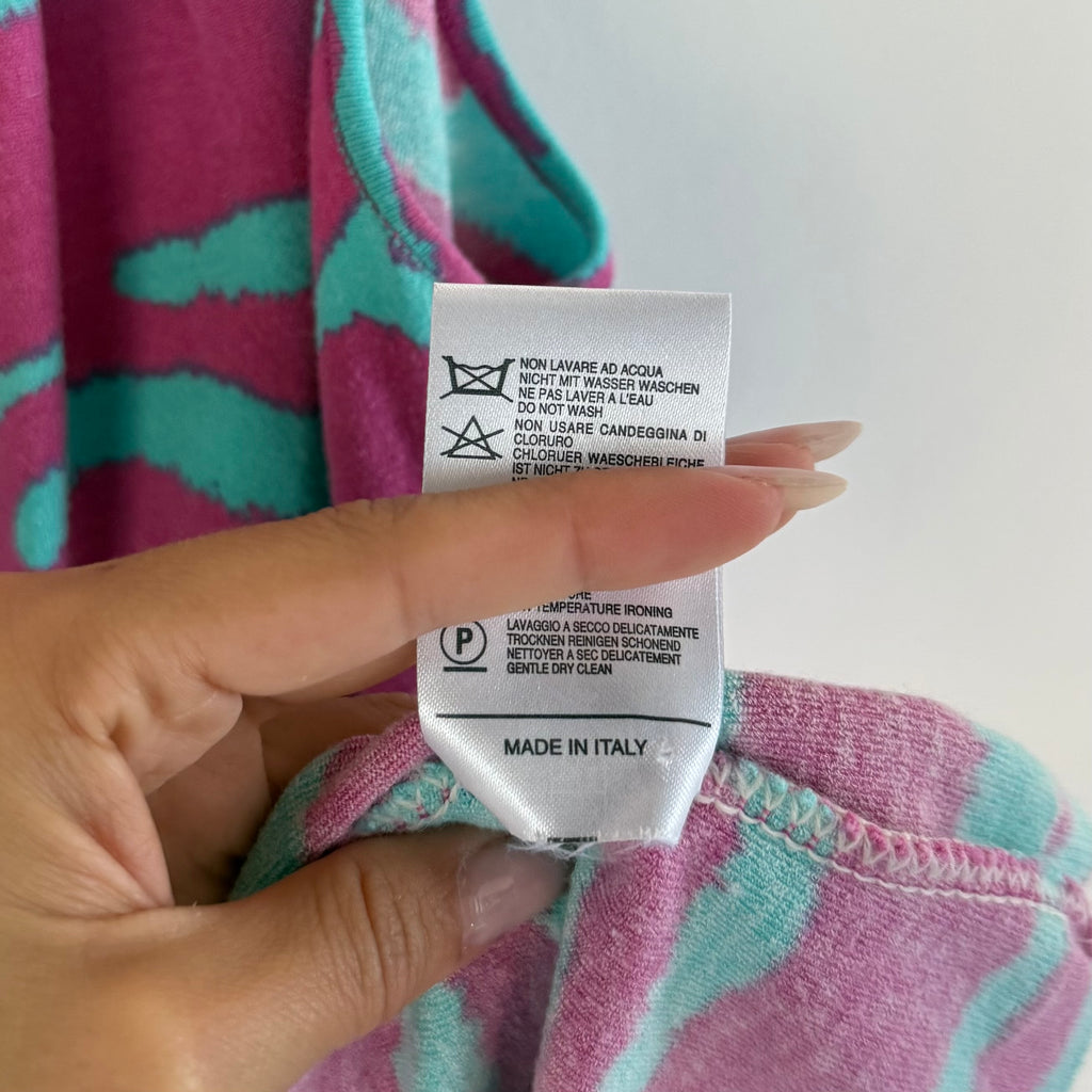 Vintage Blumarine Turquoise Pink Zebra Print Tank Top