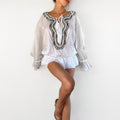 Vintage Roberto Cavalli Embellished Linen Tunic Top