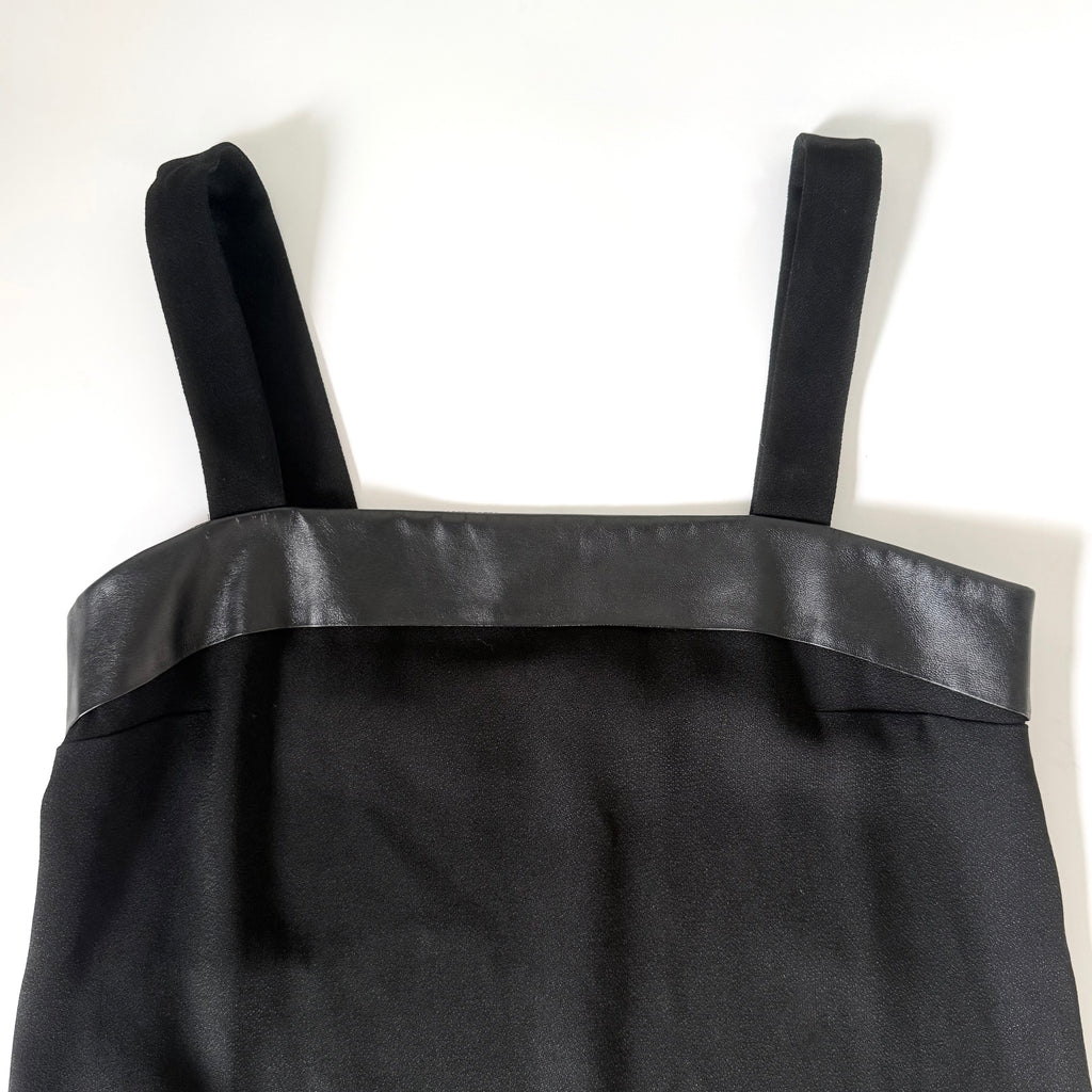 Gucci Black Silk Leather Trim Tank Top