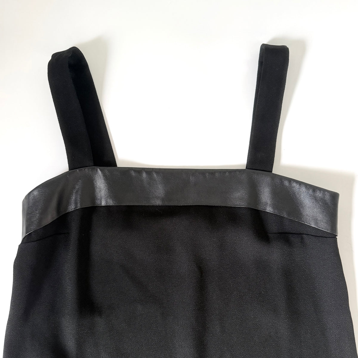 Gucci Black Silk Leather Trim Tank Top