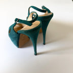 Giuseppe Zanotti Teal Suede Slingback Platform Heels (37)