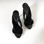 Vintage Yves Saint Laurent Black Strappy Platform Heels (36)