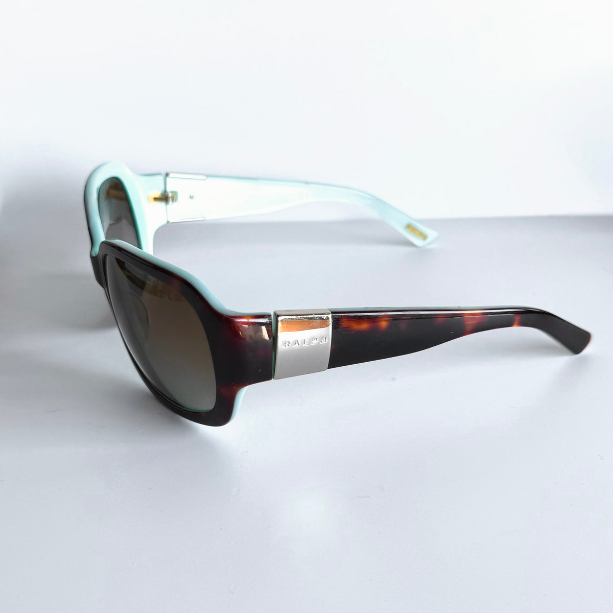Vintage Ralph Lauren Tortoise Turquoise Oversized Sunglasses