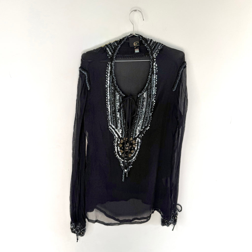 Vintage Just Cavalli Sheer Beaded Silk Tunic