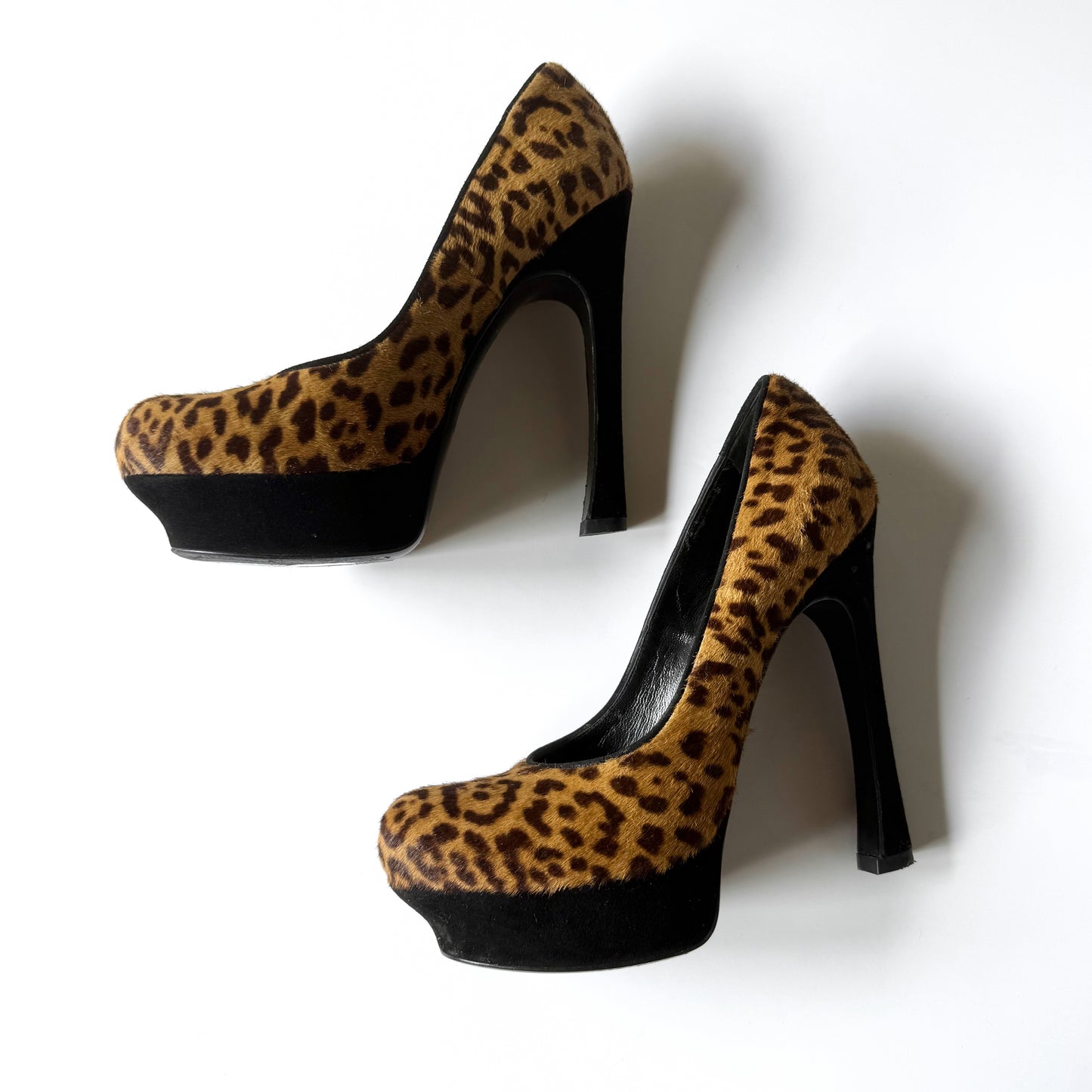 Vintage YSL Leopard Pony Hair Platform Pumps (39.5)