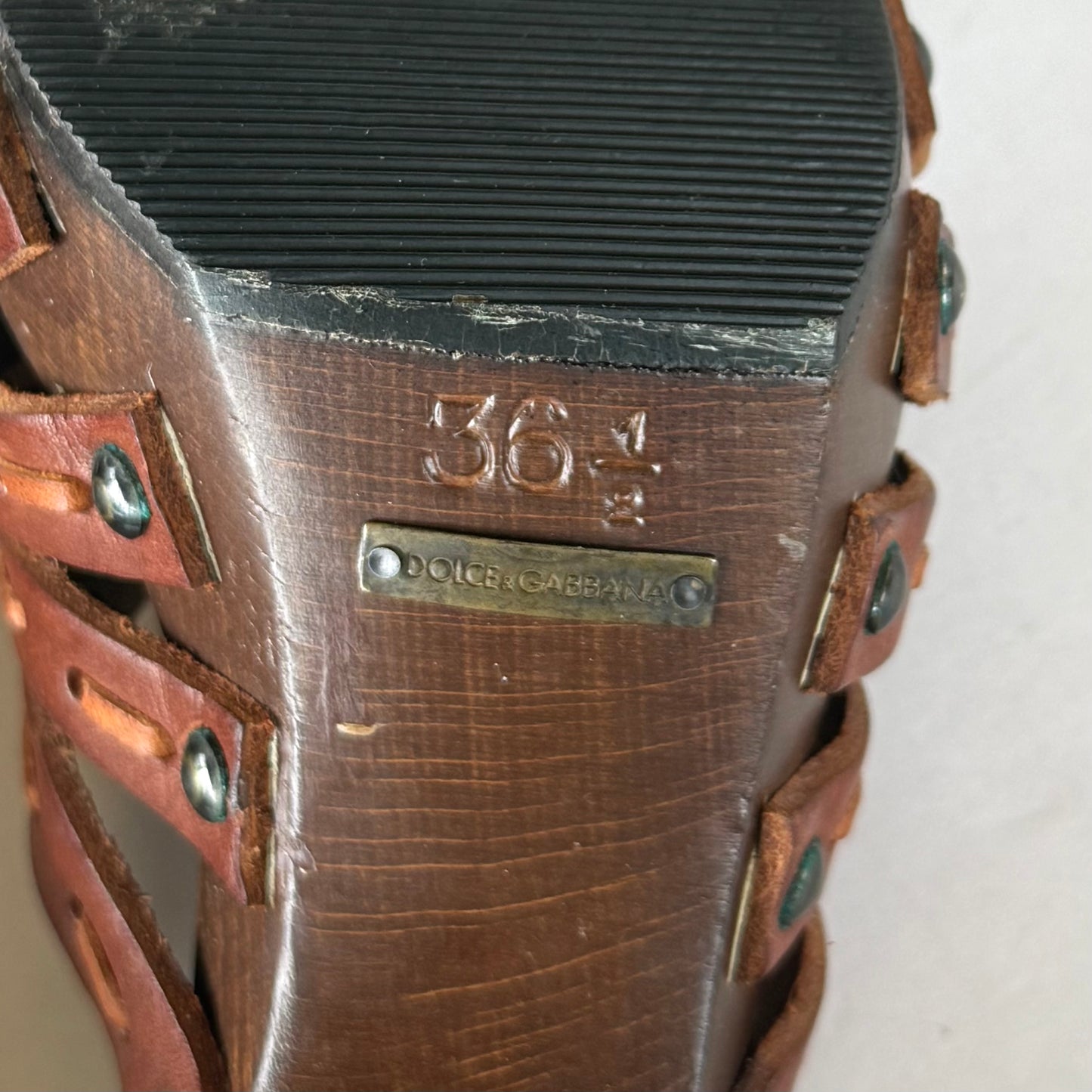 Vintage Dolce & Gabbana Leather Studded Sandal Heels (36.5)