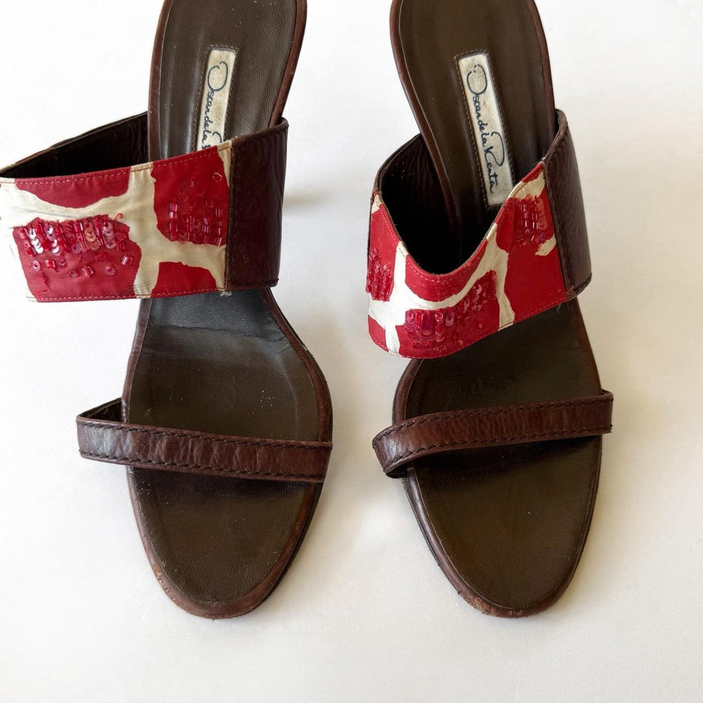 Vintage Oscar De La Renta Beaded Sandal Heels (37.5)