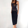 Calvin Klein Black Suede Midi Skirt