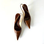 Giuseppe Zanotti Pointed Toe Slingback Kitten Heels (37.5)
