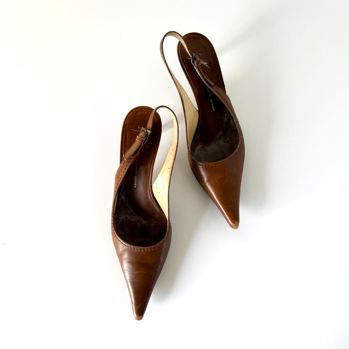Giuseppe Zanotti Pointed Toe Slingback Kitten Heels (37.5)