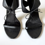 Burberry Black Leather Lace-Up Tie Sandal Heels (40)