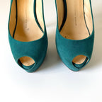 Giuseppe Zanotti Teal Suede Slingback Platform Heels (37)