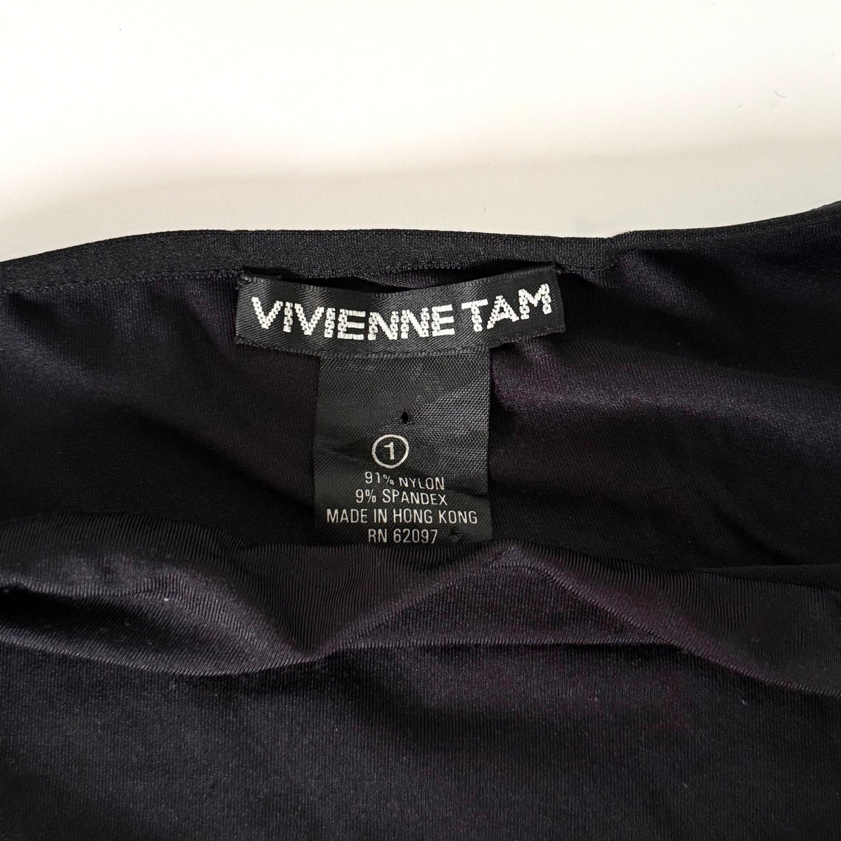 Vintage Vivienne Tam Black Ruched Strapless Midi Dress