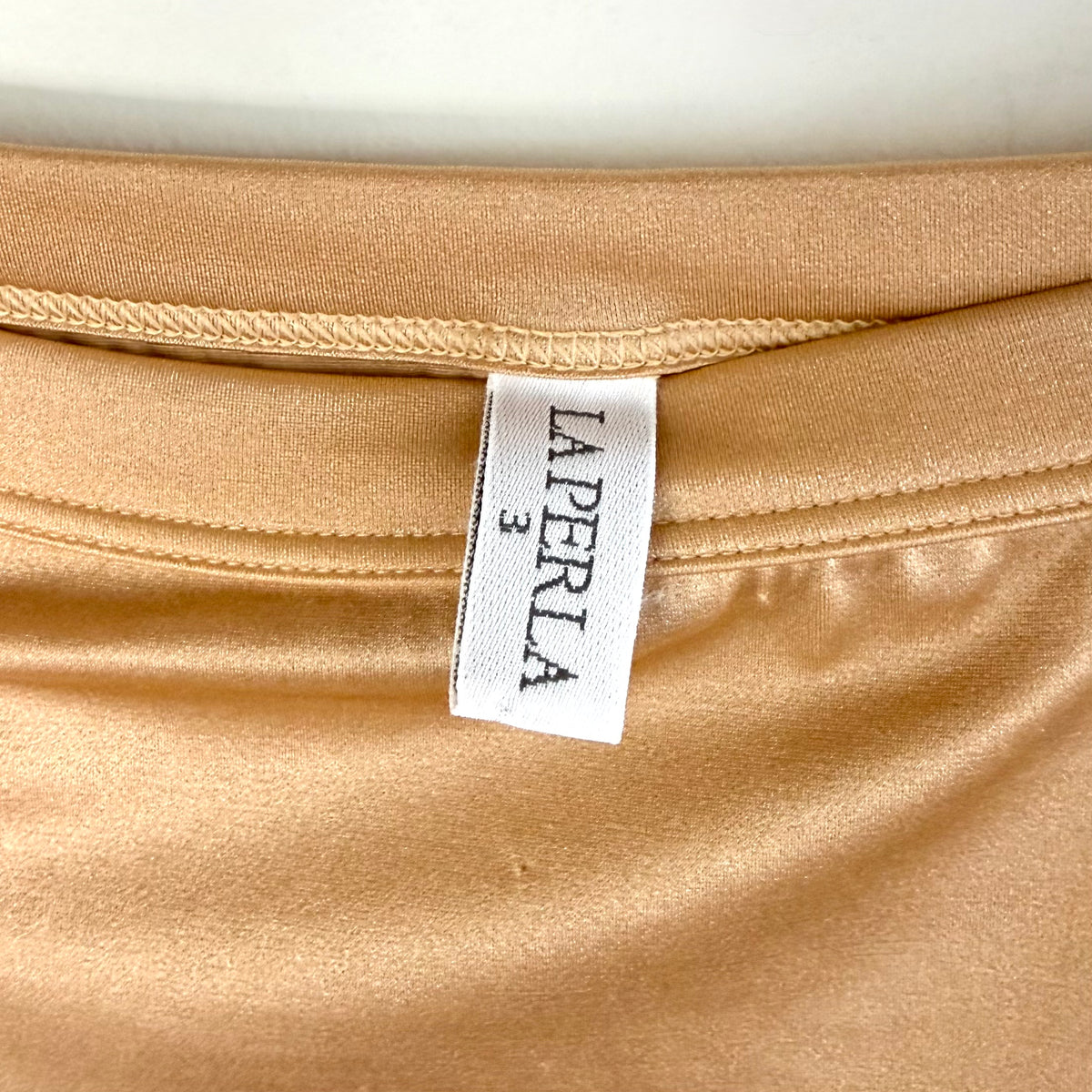 Vintage La Perla Gold Satin Slip Midi Skirt