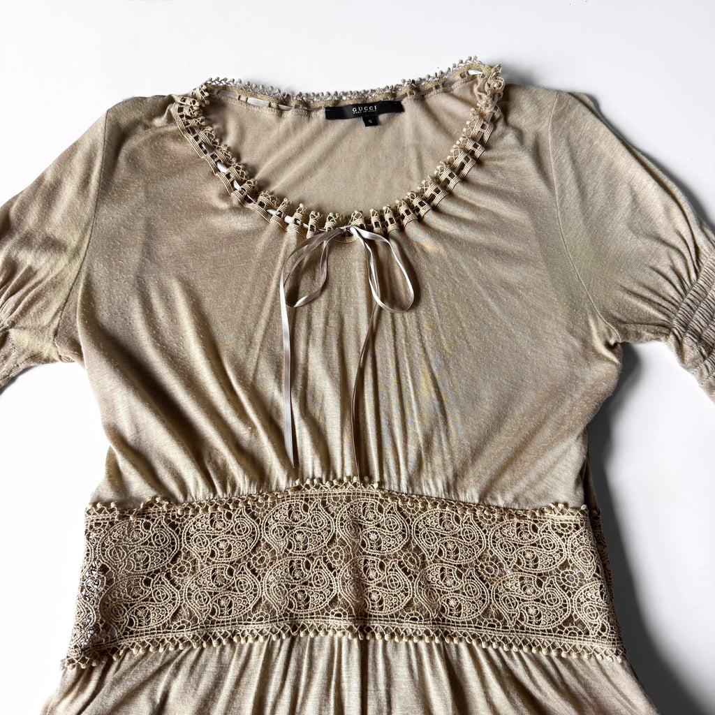 Vintage Gucci Lace Tie Front Knit Top