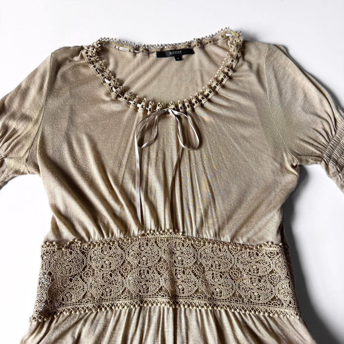 Vintage Gucci Lace Tie Front Knit Top
