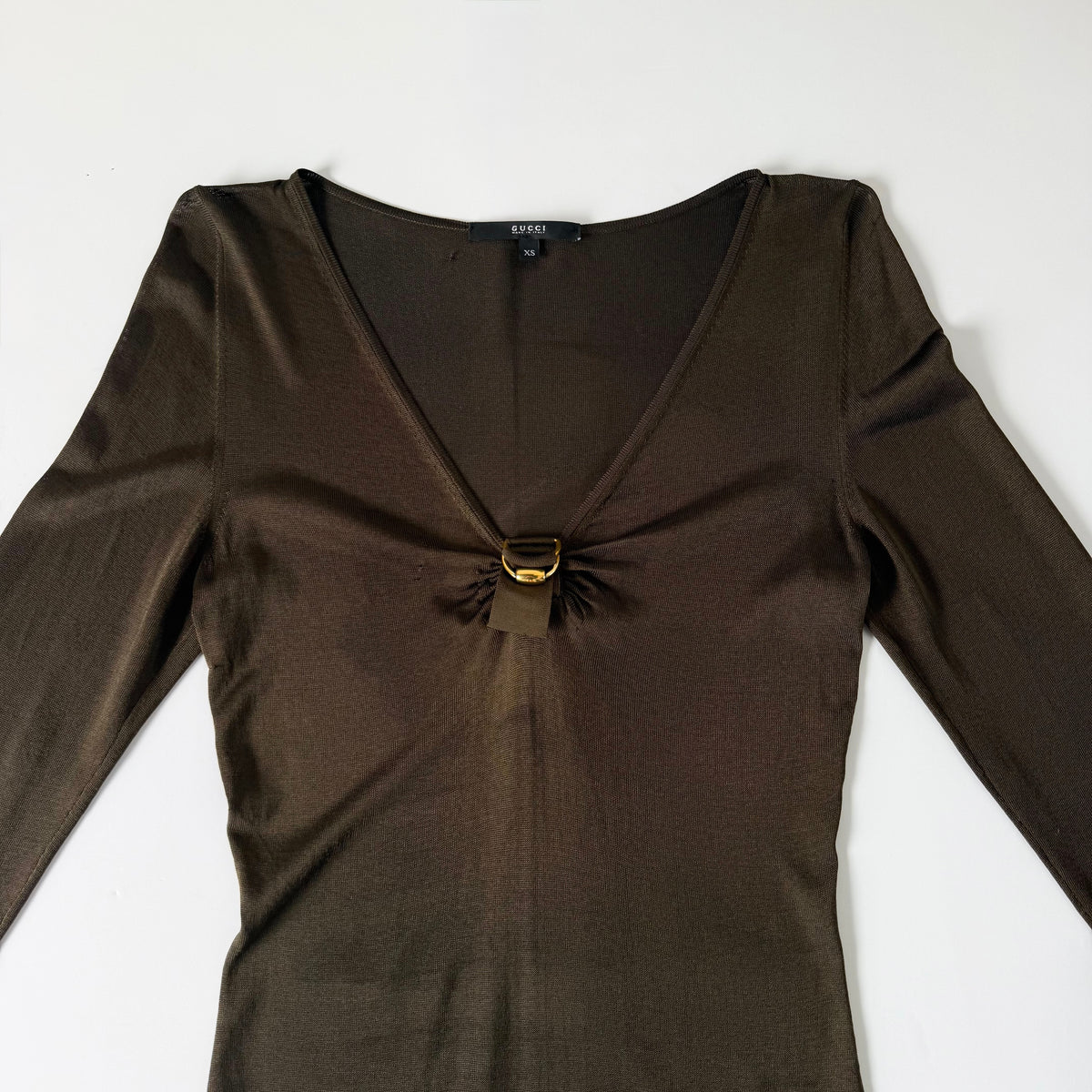 Vintage Gucci Brown Deep V Top