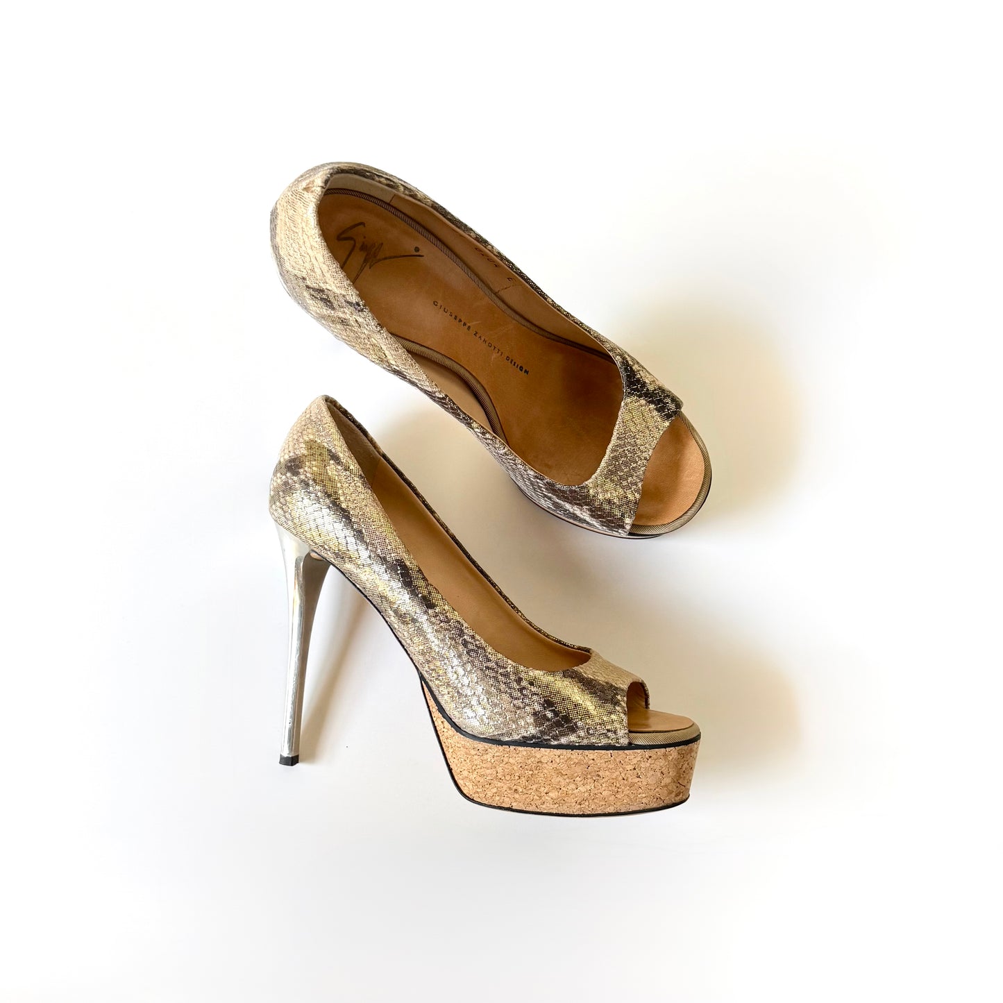 Giuseppe Zanotti Python Cork Platform Heels (37)