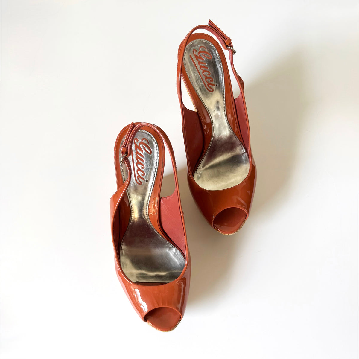 Vintage Gucci Patent Leather Platform Wedges (38)