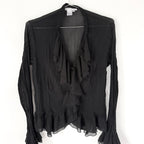 Vintage Black Sheer Ruffle Blouse