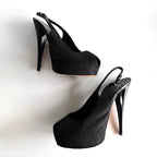 Giuseppe Zanotti Black Platform Peep Toe Slingback Heels (39.5)