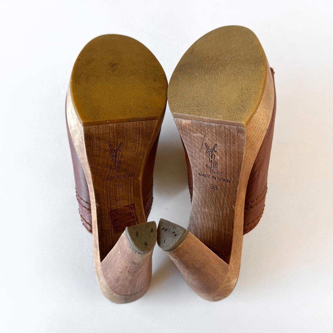 Vintage YSL Brown Leather Platform