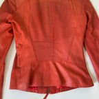 Roberto Cavalli Red Perforated Leather Jacket