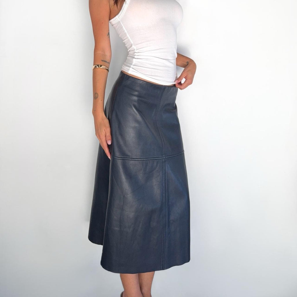 Vintage Tommy Hilfiger Leather Midi Skirt