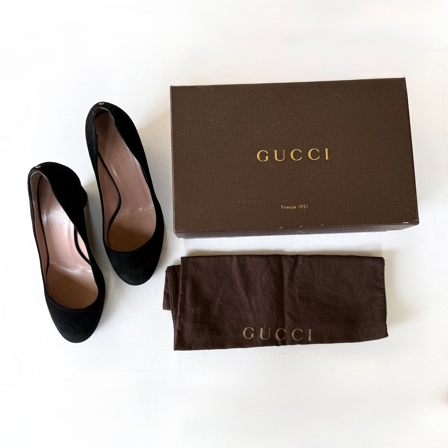 Vintage Gucci Black Suede Ballet Wedge (38)