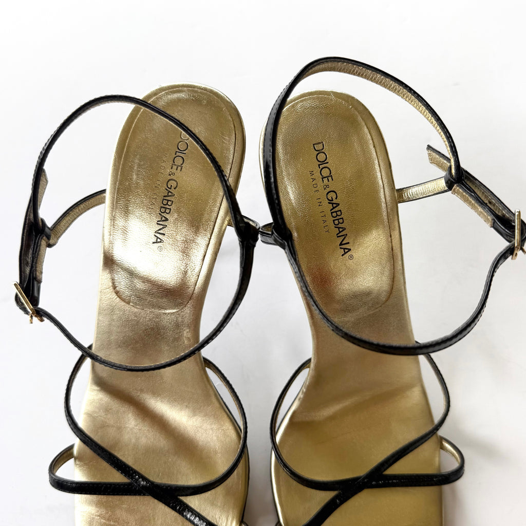 Vintage Dolce & Gabbana Black Minimalist Strappy Heels