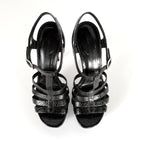 Saint Laurent Paris Black Croc Cage Platform Sandal Heels (39)