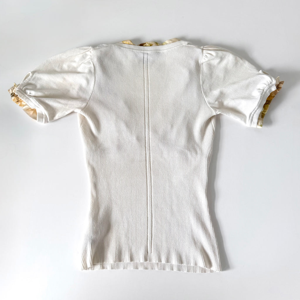 Vintage 2000s Roberto Cavalli White Knit V Neck Top