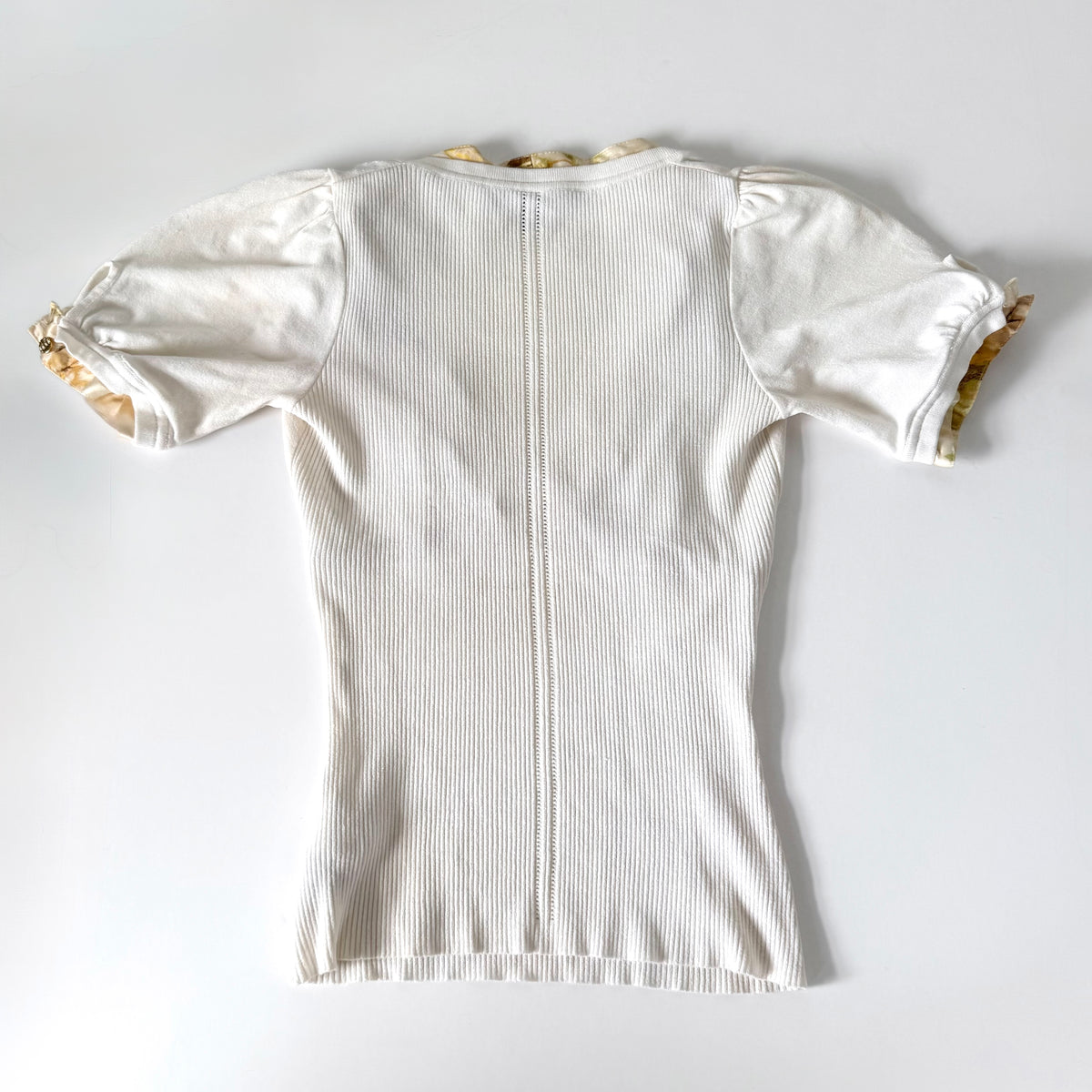 Vintage 2000s Roberto Cavalli White Knit V Neck Top