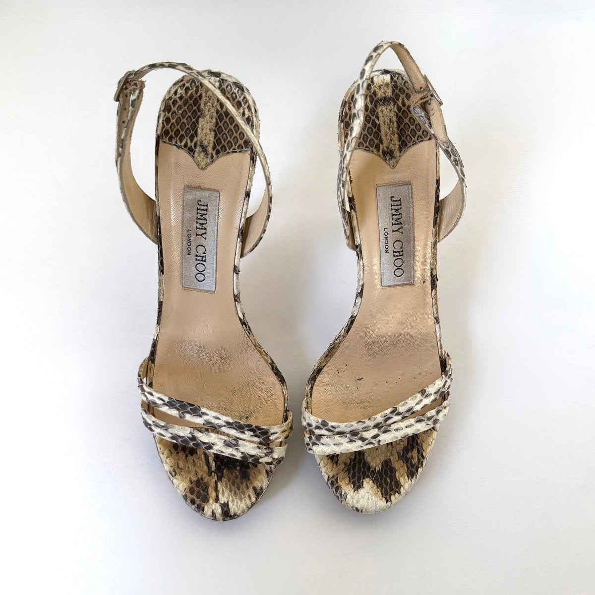 Vintage Jimmy Choo Snakeskin Sandal Heels (38)