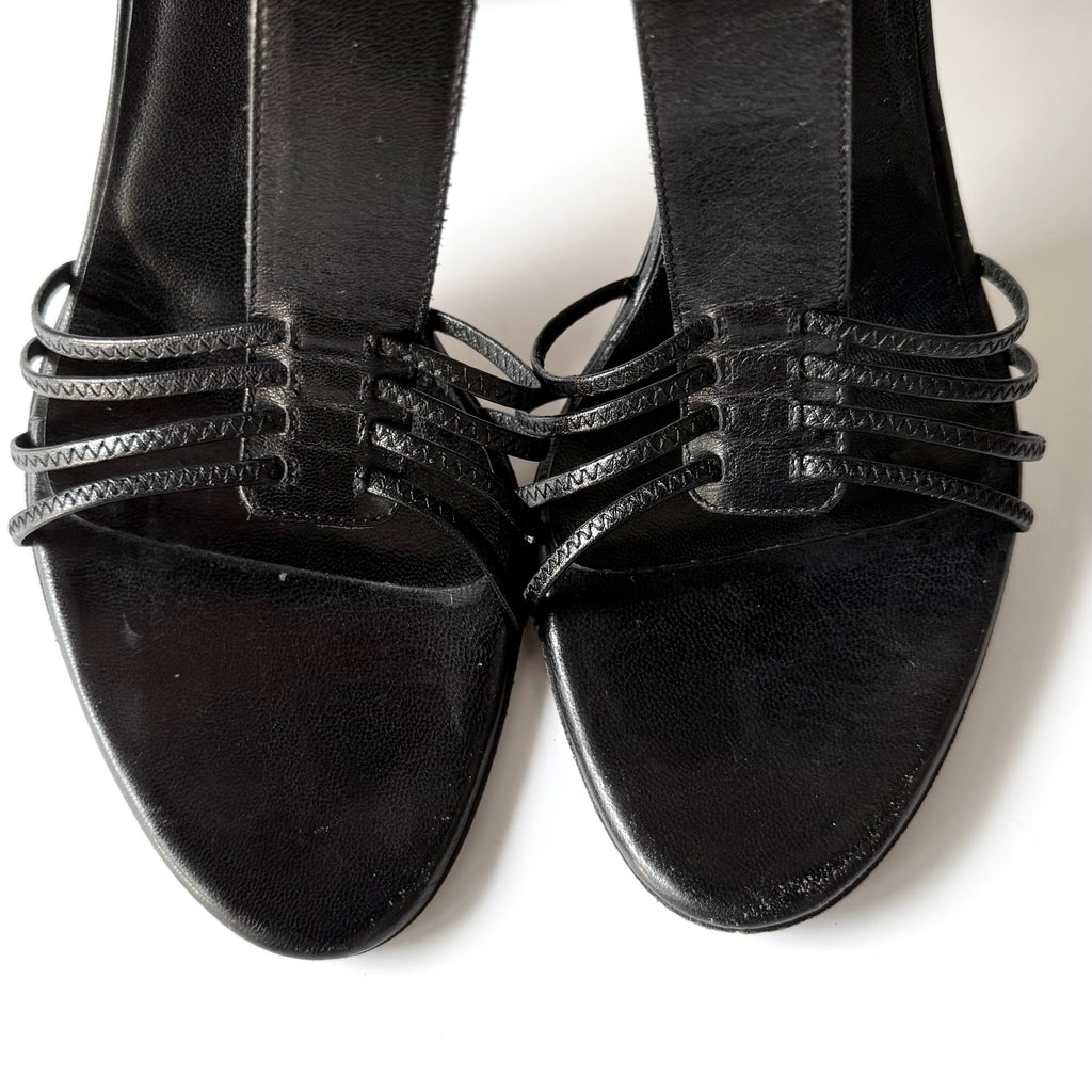 Vintage Gucci Black Strappy Leather Heels (8.5)