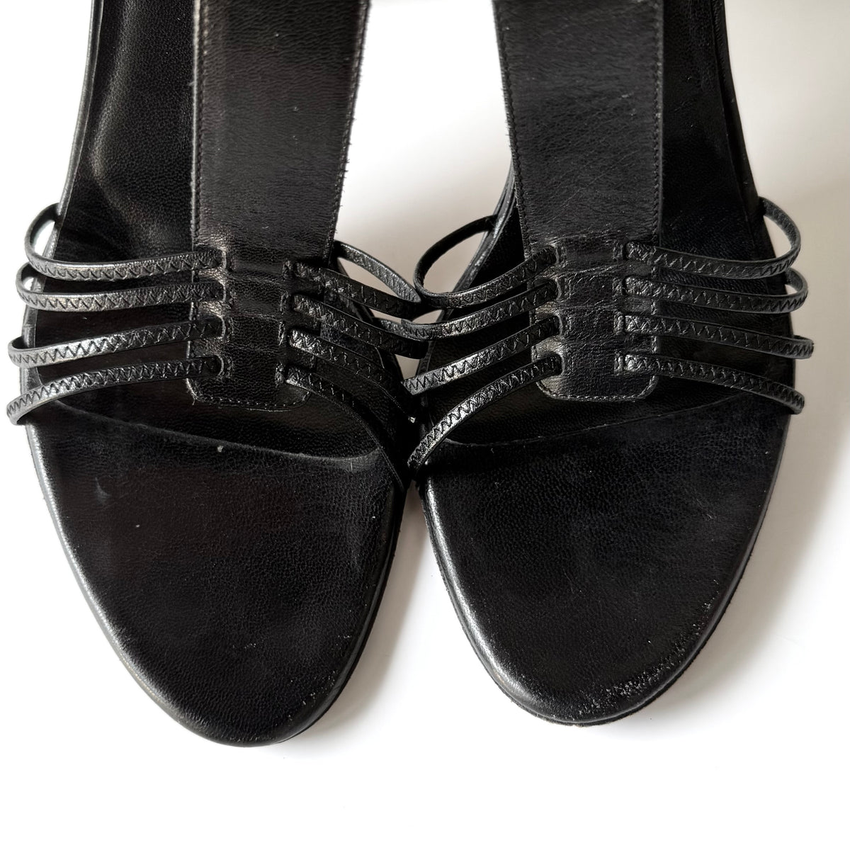Vintage Gucci Black Strappy Leather Heels (8.5)