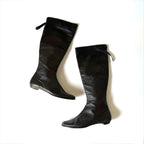 Vintage Jimmy Choo Black Leather Knee High Boots (37.5)