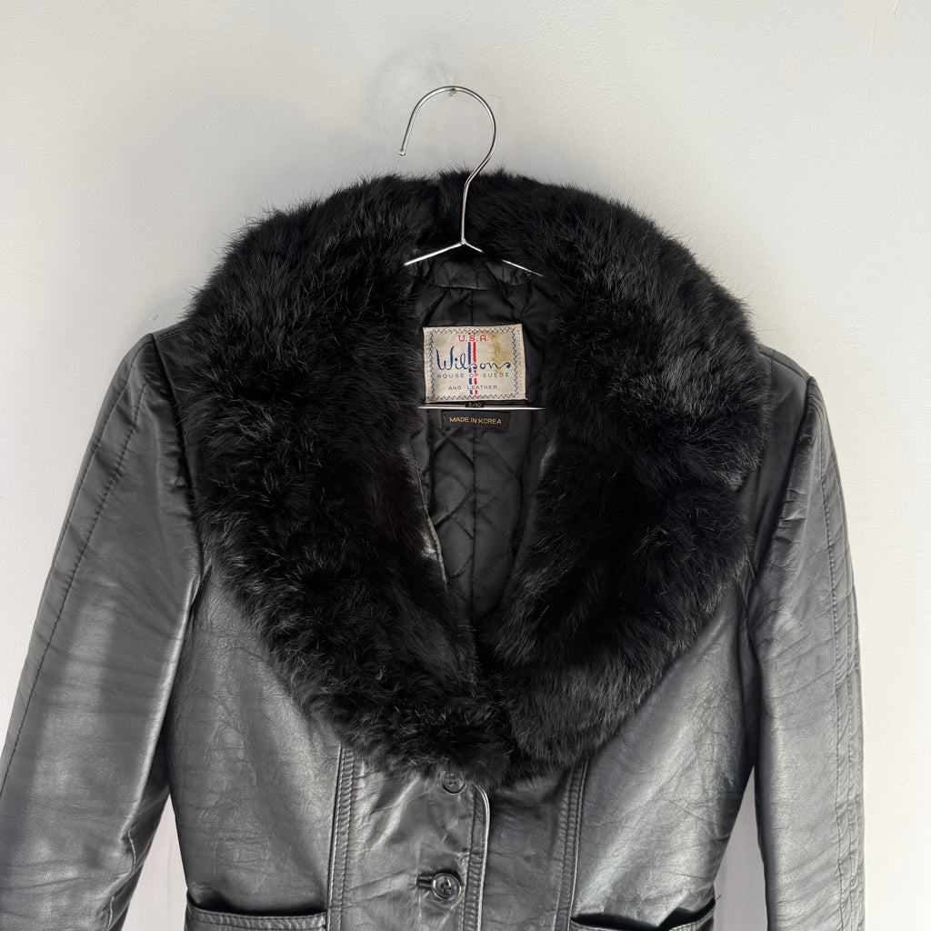 90’s Fur Trim Leather Jacket