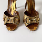 Vintage Gucci Gold Horsebit Mule Heels (7)