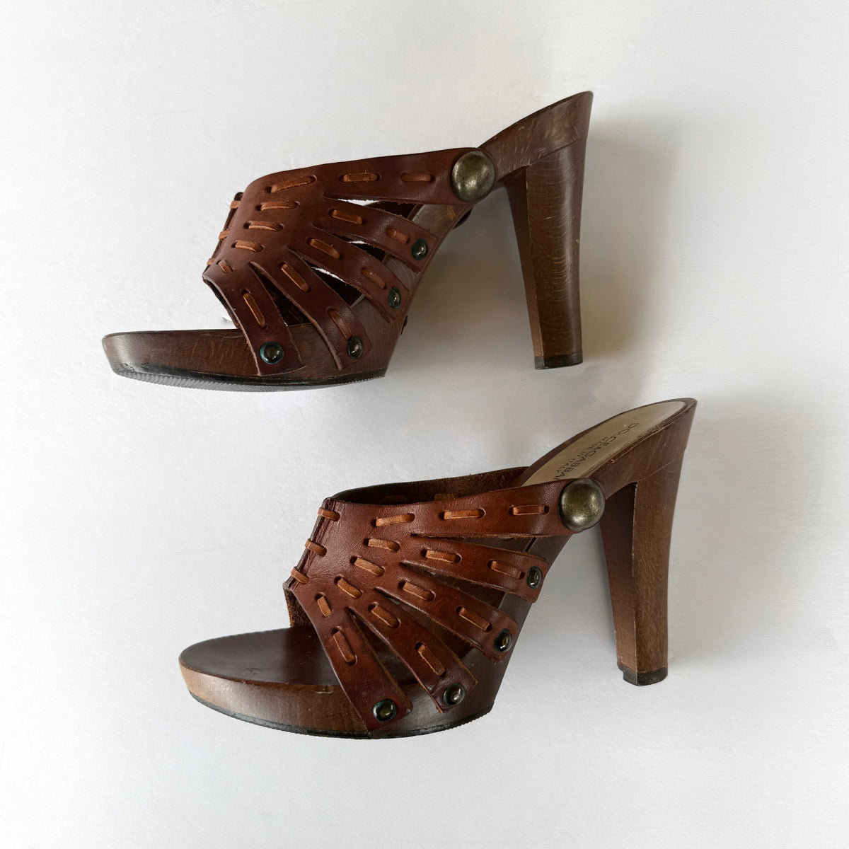 Vintage Dolce & Gabbana Leather Studded Sandal Heels (36.5)