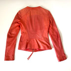 Roberto Cavalli Red Perforated Leather Jacket
