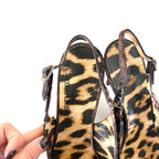 Vintage Roberto Cavalli Leopard Floral Cutout Slingback Heels (37)