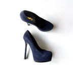 YSL Navy Suede Platform Stiletto Pumps (37.5)