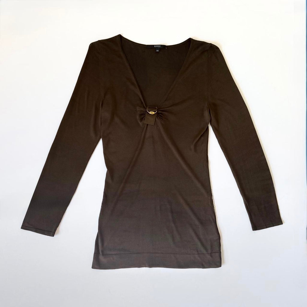 Vintage Gucci Brown Deep V Top