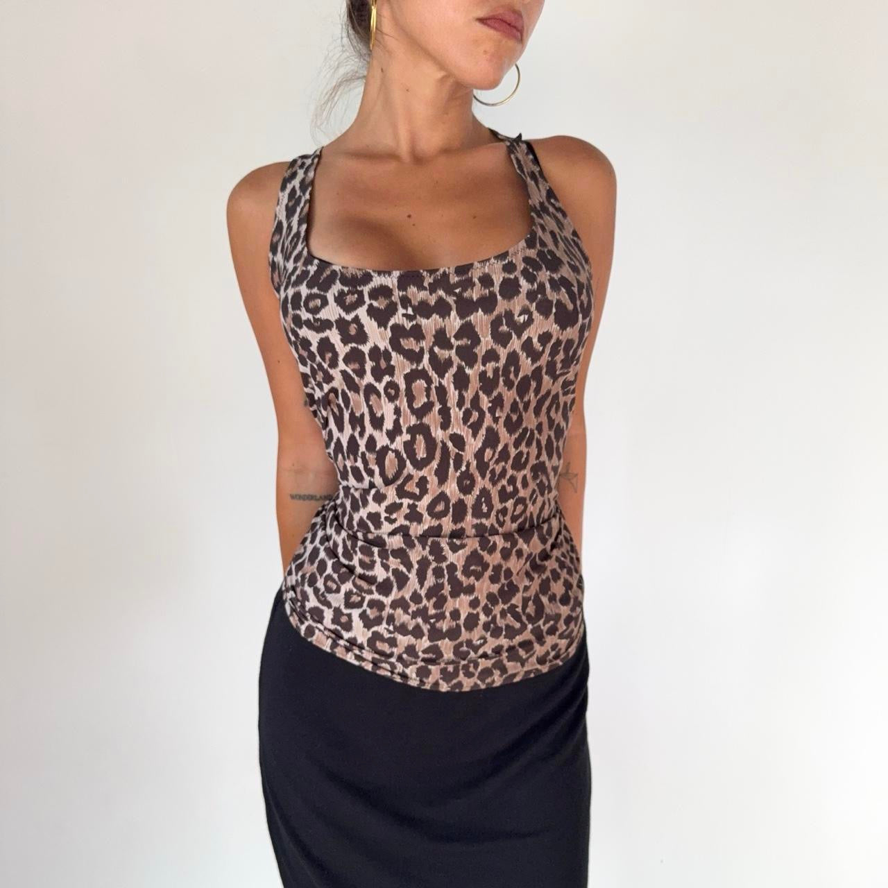 Dolce & Gabbana Y2K Leopard Print Stretch Tank Top
