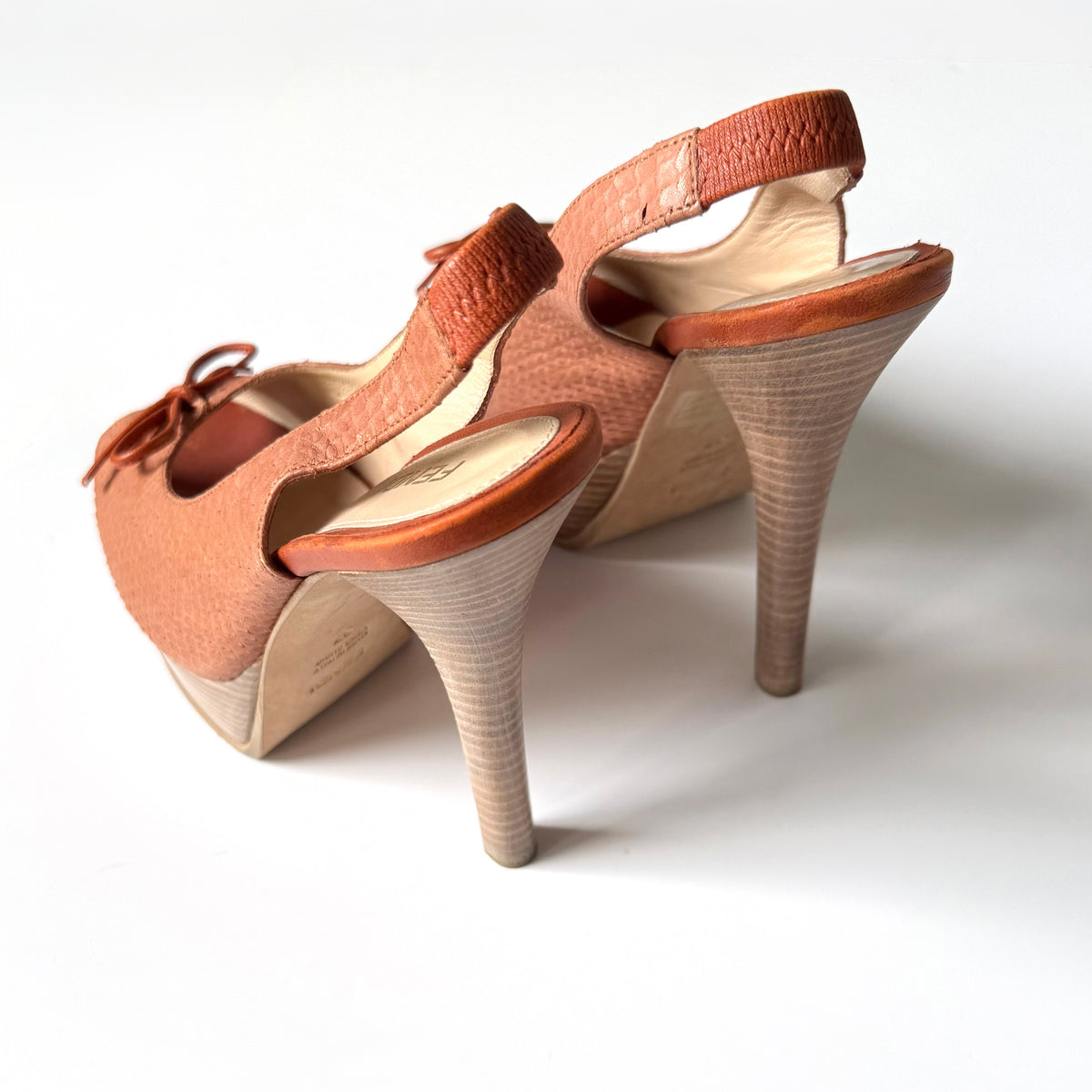 Vintage Fendi Snakeskin Peep Toe Platform Heels (37)
