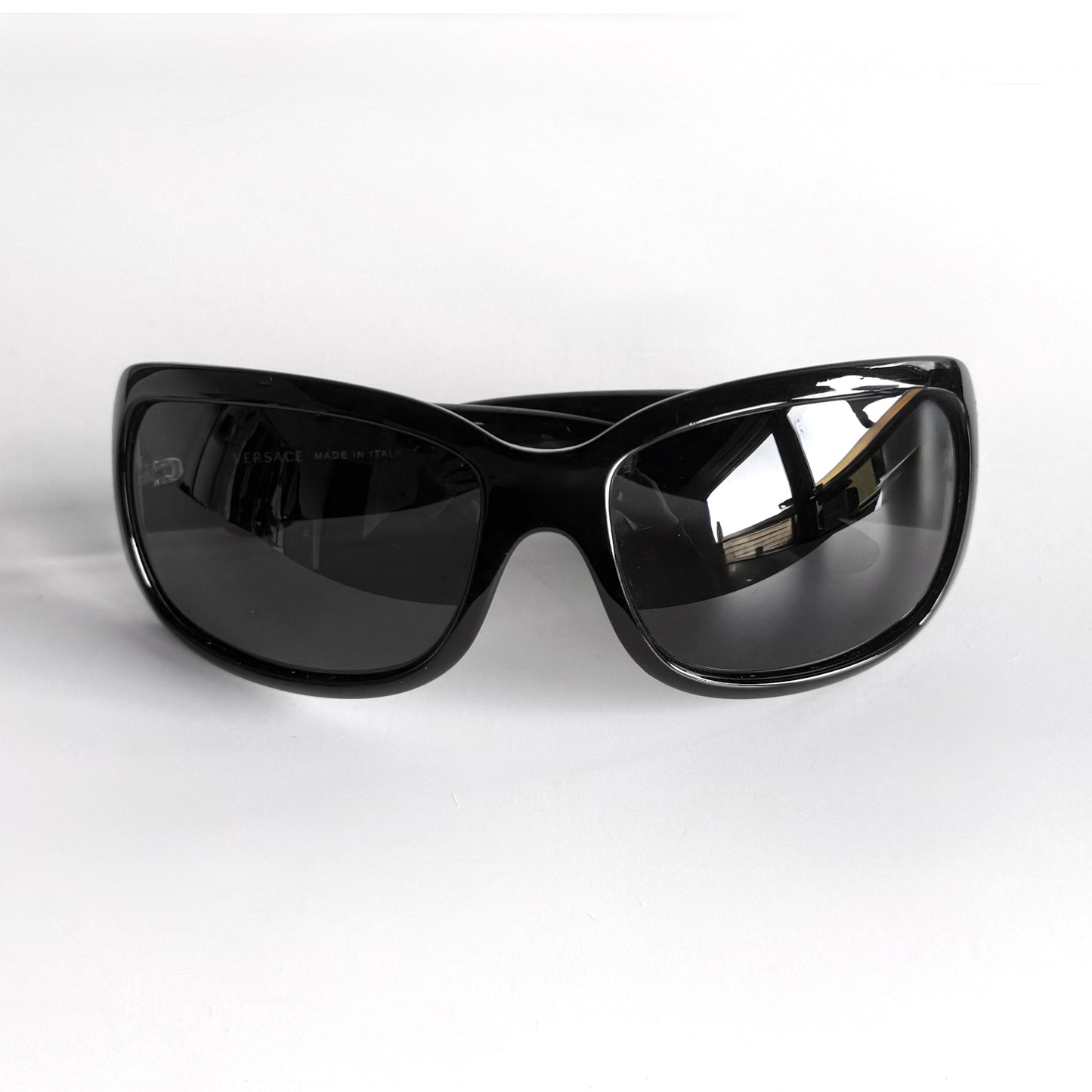 Vintage Versace Black Oversized Shield Sunglasses